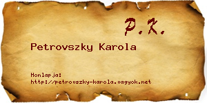 Petrovszky Karola névjegykártya